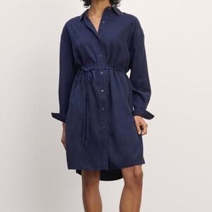 Everlane Blue Long Sleeve Shirt Dress